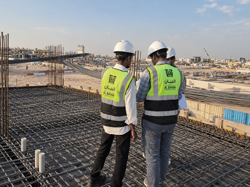 مهندسو البيان في موقع إنشاء فيلا